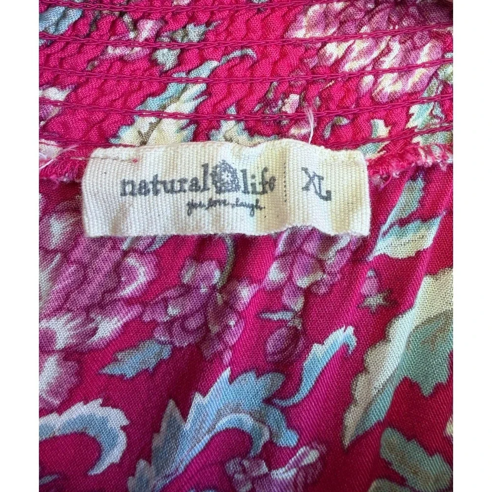Natural Life Lisa Skirt XL Red Floral Maxi Spring Colorful Hippie Boho Cottage